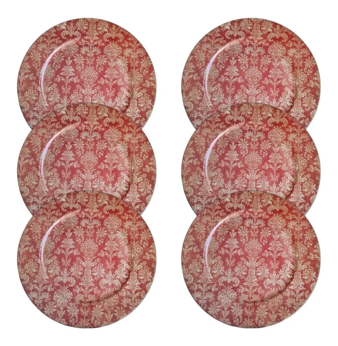 Jogo de Sousplat Vermelho Imperial 6 Peças em Poliresina – 33 x 33