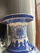 Vaso Decorativo Azul e Branco em Porcelana 28x16cm – Estilo Clássico Oriental