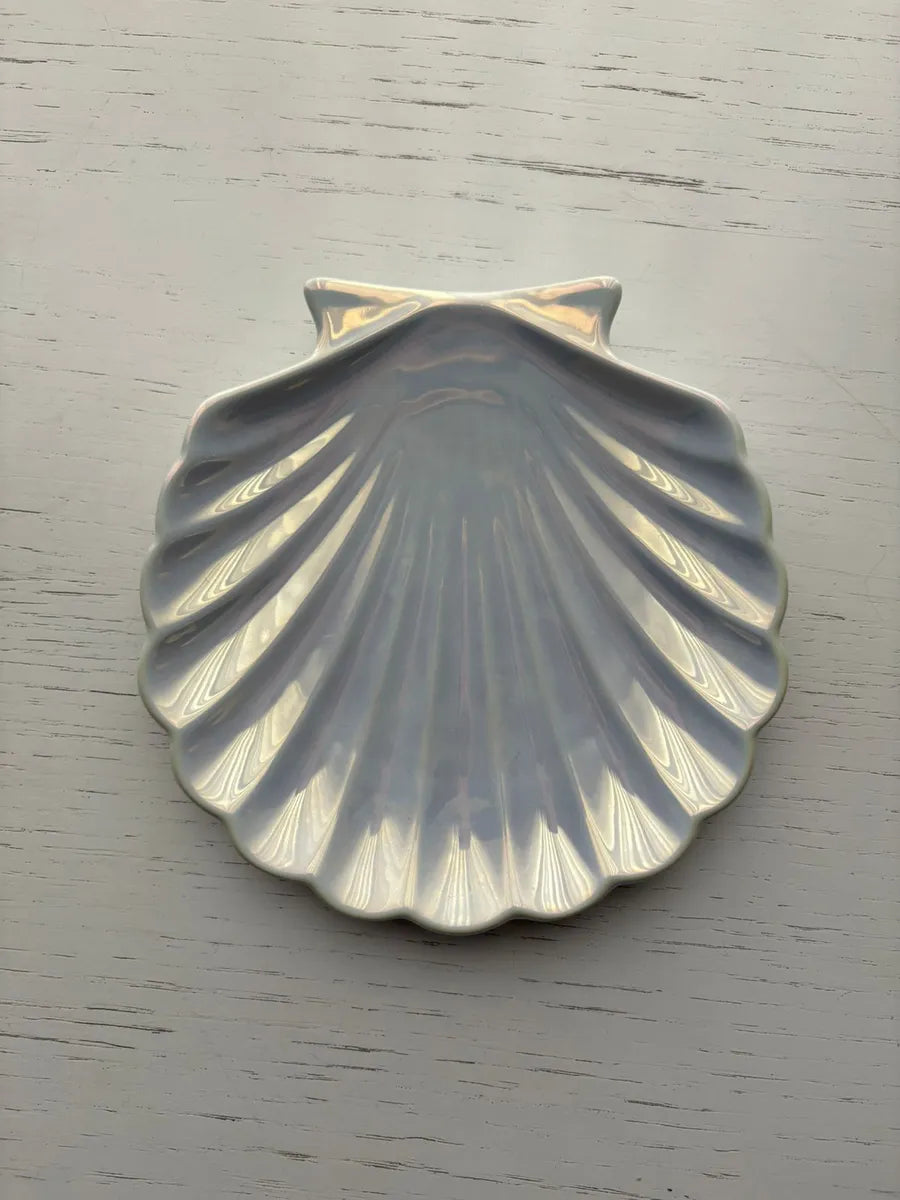 Bandeja Decorativa Porta-Joias em Porcelana Concha Branco – Luxo para Lavabo