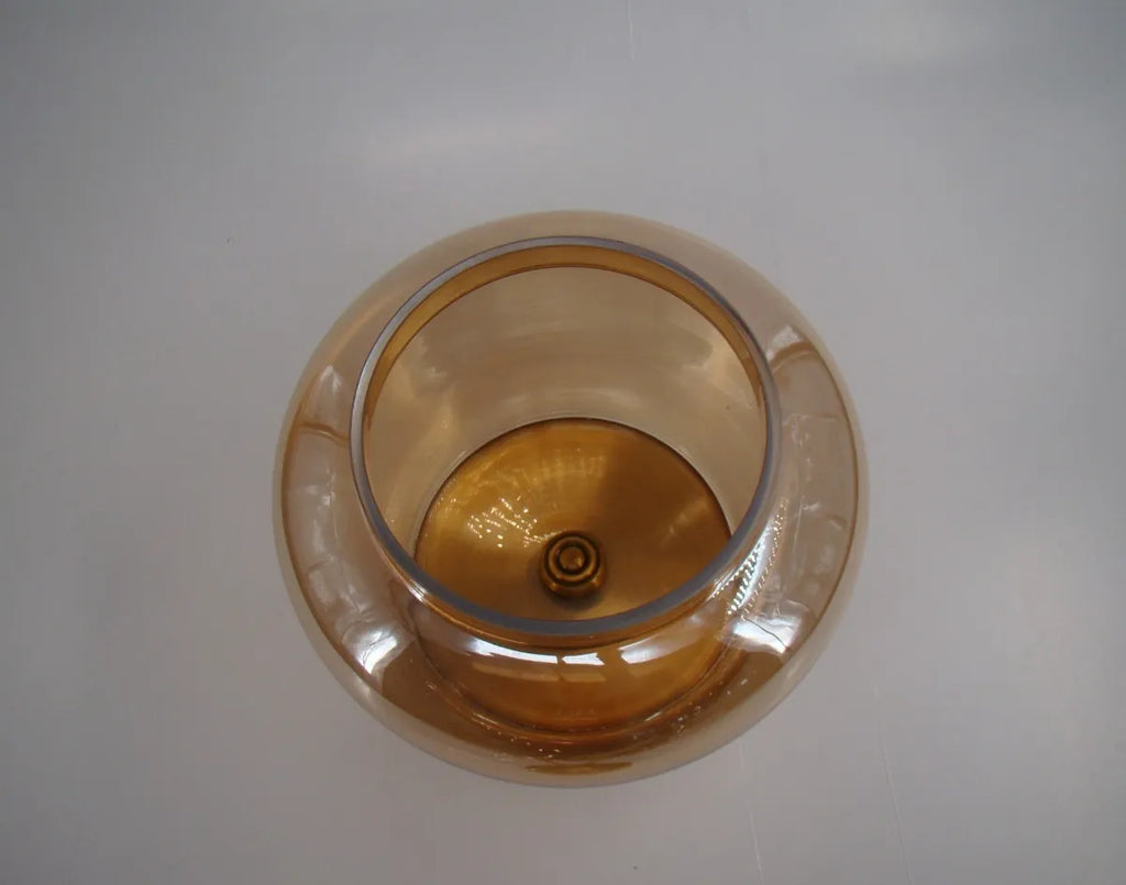 Vaso Decorativo em Vidro Dourado com Tampa e Base em Metal – 35 x 25 cm | Estilo Imperial