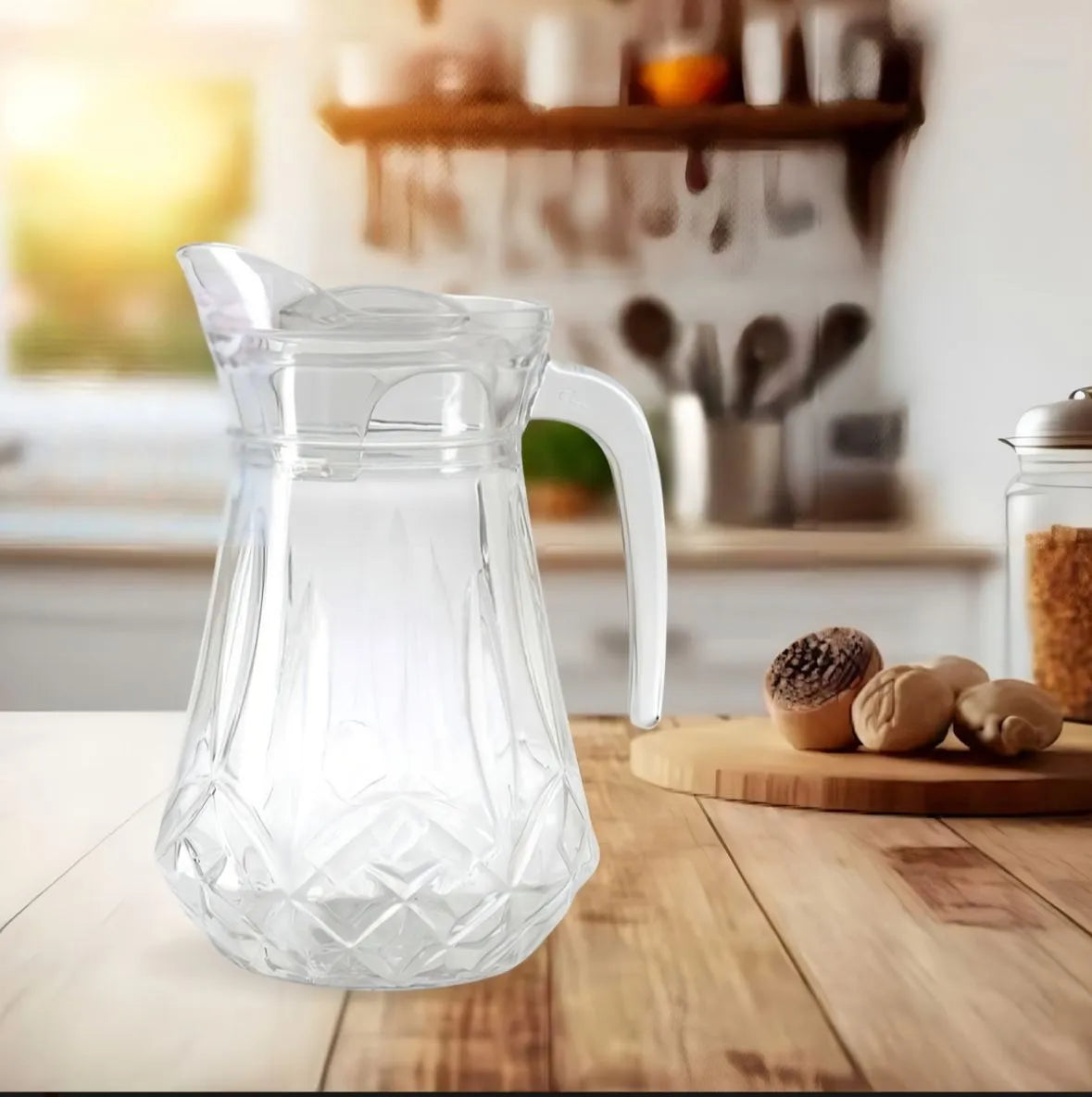 Jarra para Bebidas em Vidro Transparente 1,3 Litros com Tampa