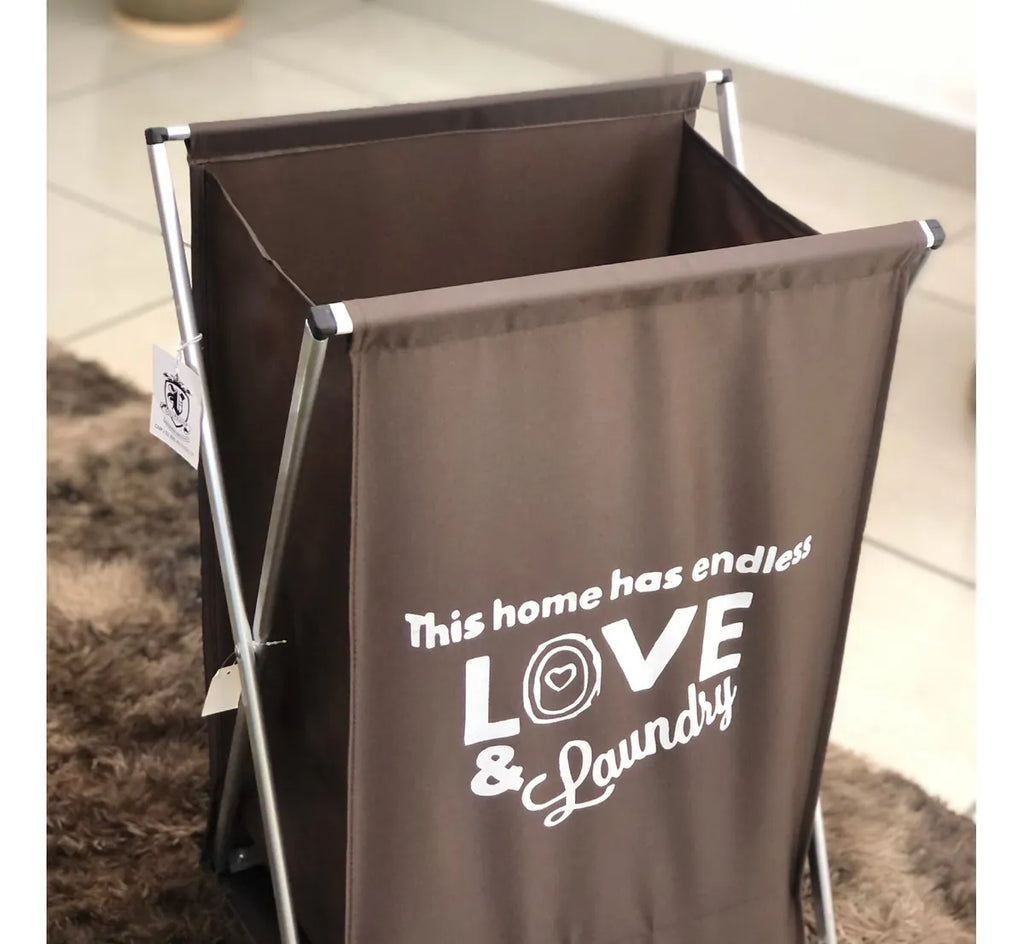 Cesto de Roupas Dobrável Love Marrom 63 x 38 cm