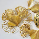 Relógio de Parede 3D em Metal com Folhas – Design Europeu 90x46 Dourado (Silencioso)