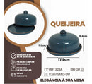 Queijeira de Cerâmica Azul Acqua Marine 17x10cm – Elegância e Funcionalidade na Sua Mesa