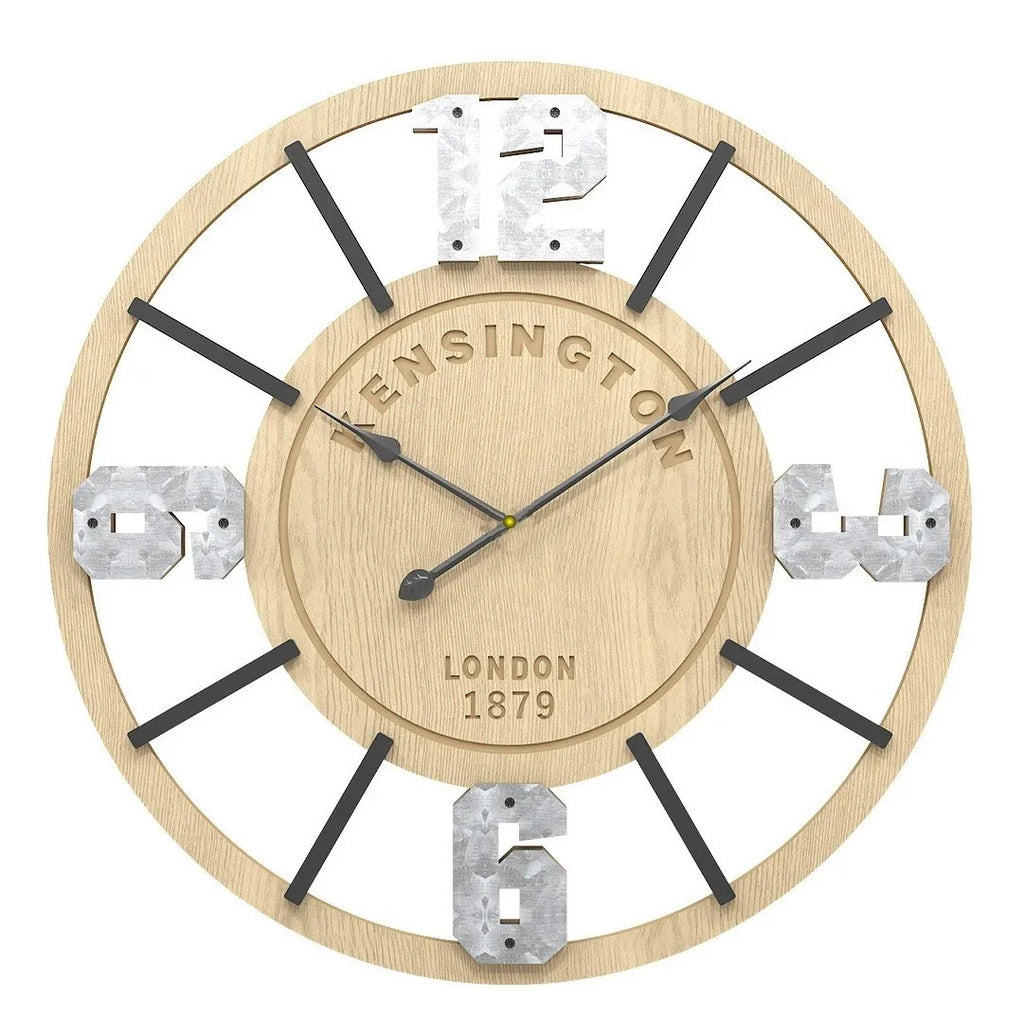 Relógio de Parede 3D Kensington London 1879 MDF e Bambu 38 cm Marfim Vazado