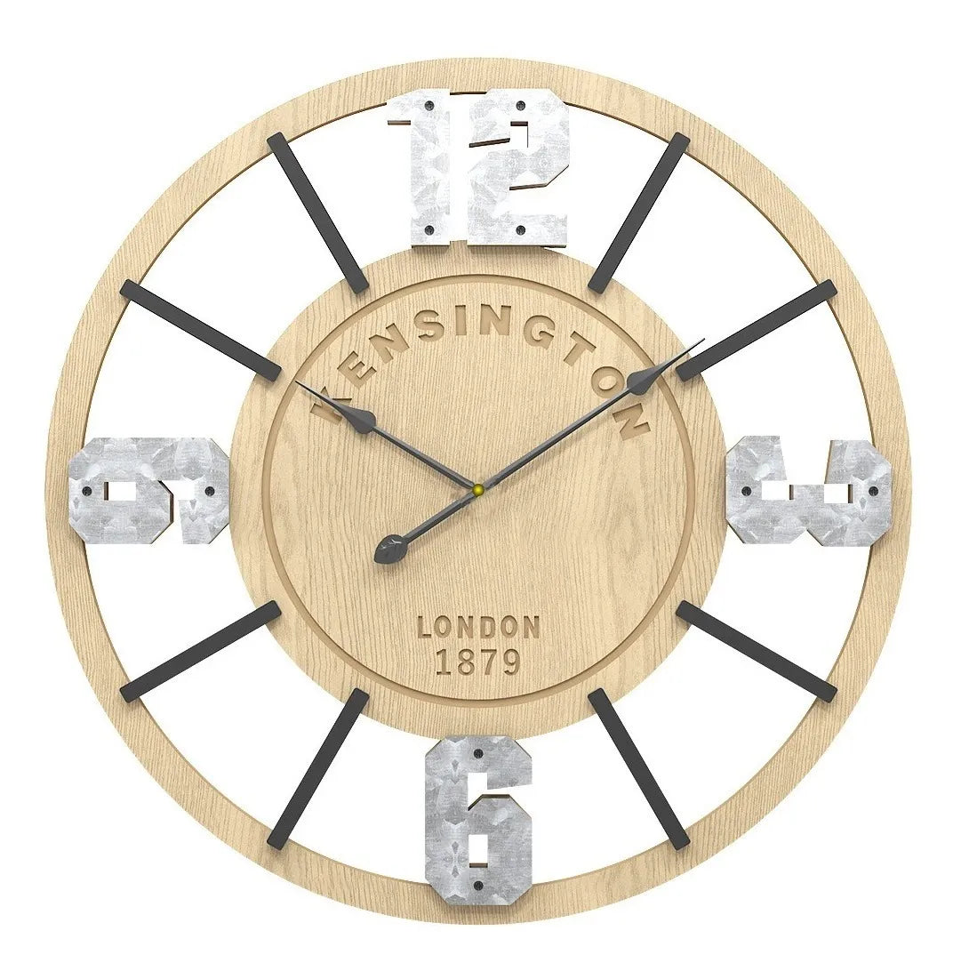 Relógio de Parede 3D Kensington London 1879 MDF e Bambu 38 cm Marfim Vazado