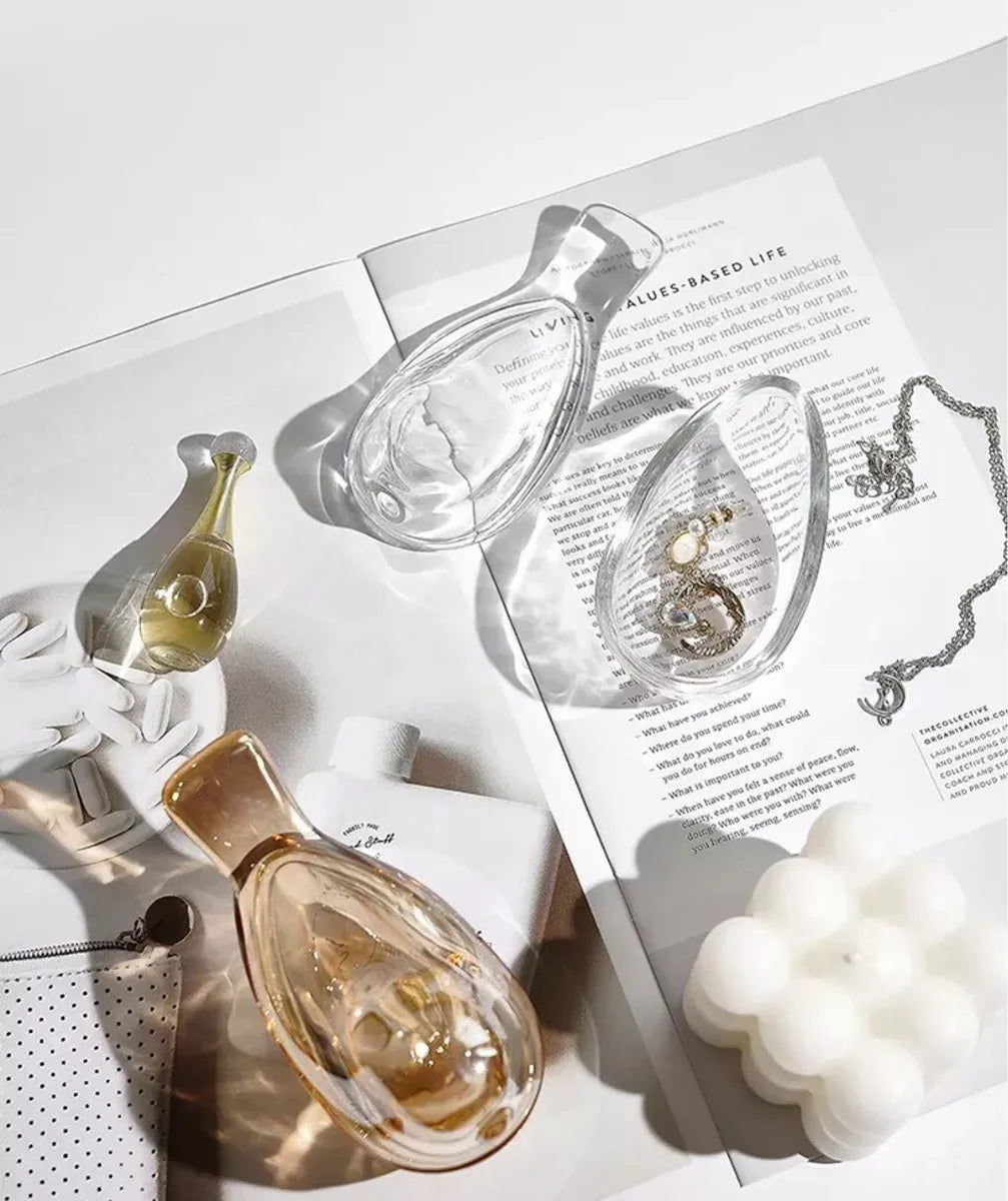 Mini Porta-Joias Potiche de Cristal Âmbar com Pássaro 11x7 cm | Decorativo