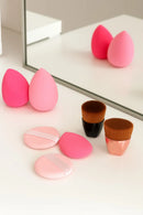 Kit Pincel Esponjas Base Aplicador De Pó - 5 Peças Carnaval Rosa