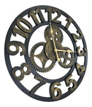 Relógio de Parede 3D Industrial Vazado Preto com Dourado 50cm – Design Europeu