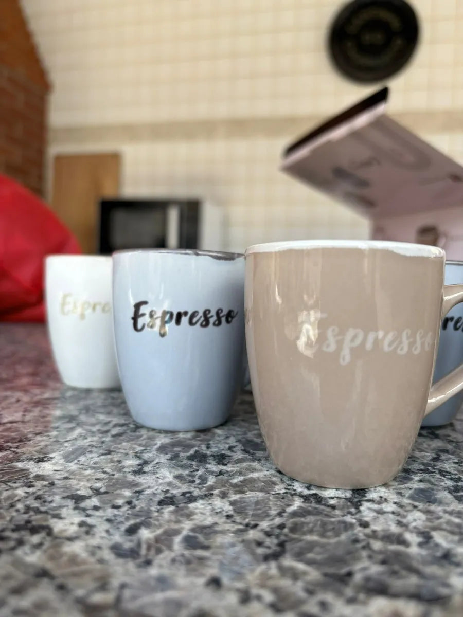Conjunto 6 Xícaras para Café Expresso 100ml em Cerâmica Creme