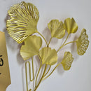 Relógio de Parede Folhas 3D em Metal – Design Europeu Vertical 80cm Dourado (Silencioso)