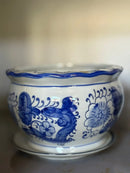 Vaso Cachepot Decorativo em Cerâmica Azul e Branco – Modelo Imperial