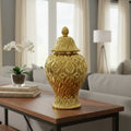 Vaso Decorativo Dourado Porcelana Luxo 35x15 Dourado-escuro
