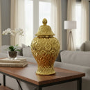 Vaso Decorativo Dourado Porcelana Luxo 35x15 Dourado-escuro