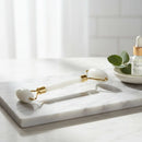 Massageador Facial Roller Quartzo Skin Care Branco E Gold