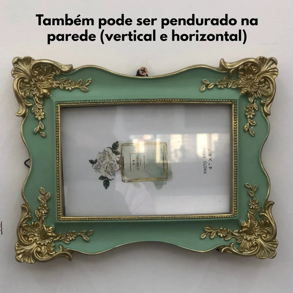 Porta-Retrato 10x15 Poliresina Vintage Dourado