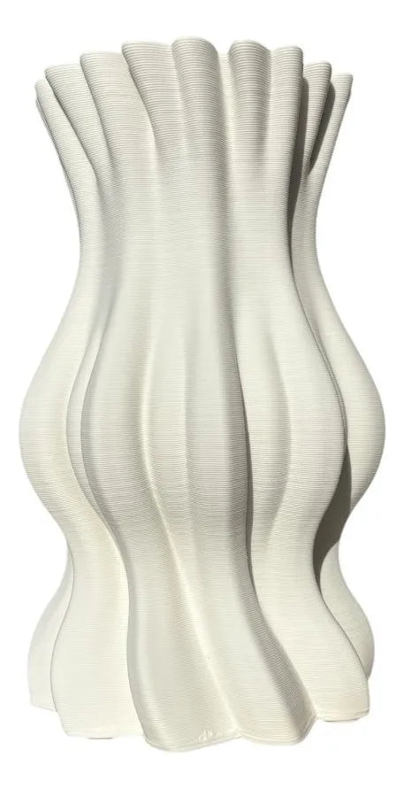 Vaso Decorativo em Cerâmica Branco 29cm – Design Moderno com Curvas Elegantes