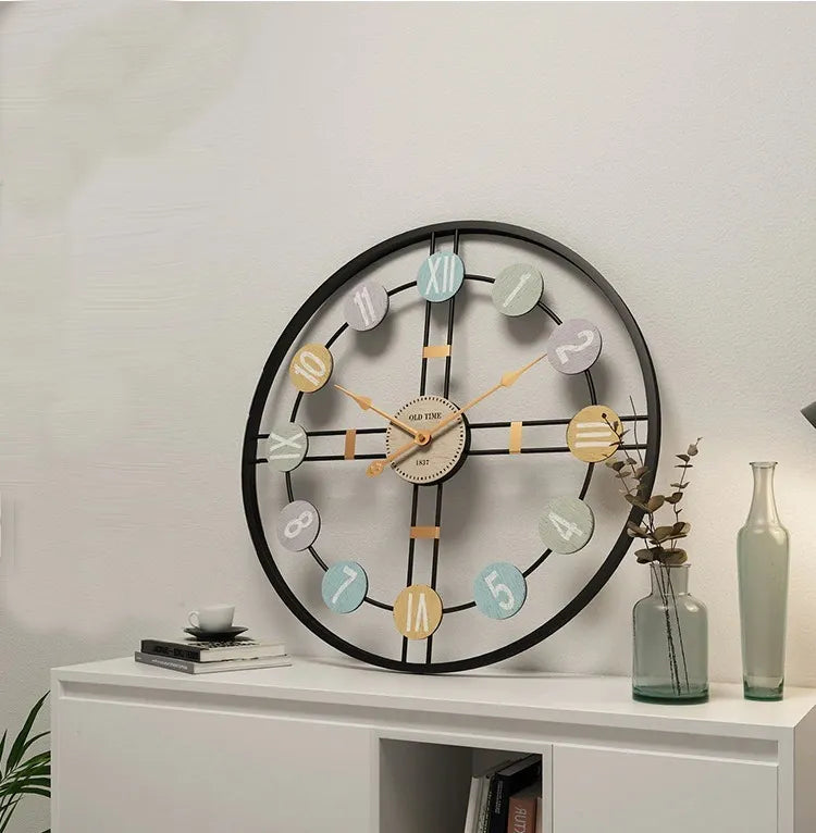 Relógio de Parede Retrô Vintage Old Time em Metal Vazado – 50 cm | Preto