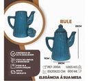 Bule de Café e Chá em Cerâmica Frisada 900ml – Azul Acqua Marine