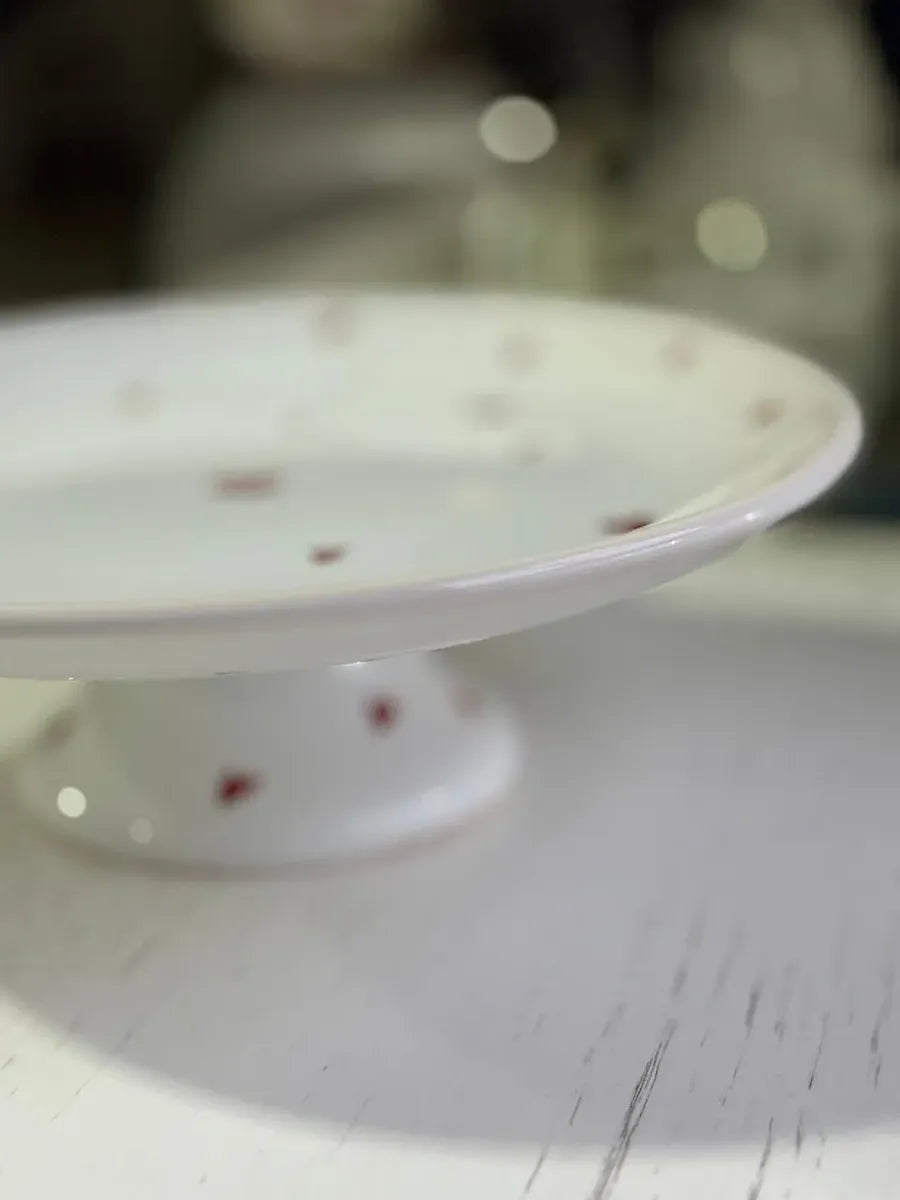 Boleira Porcelana Branco com Corações Vermelhos Love 29x9 cm