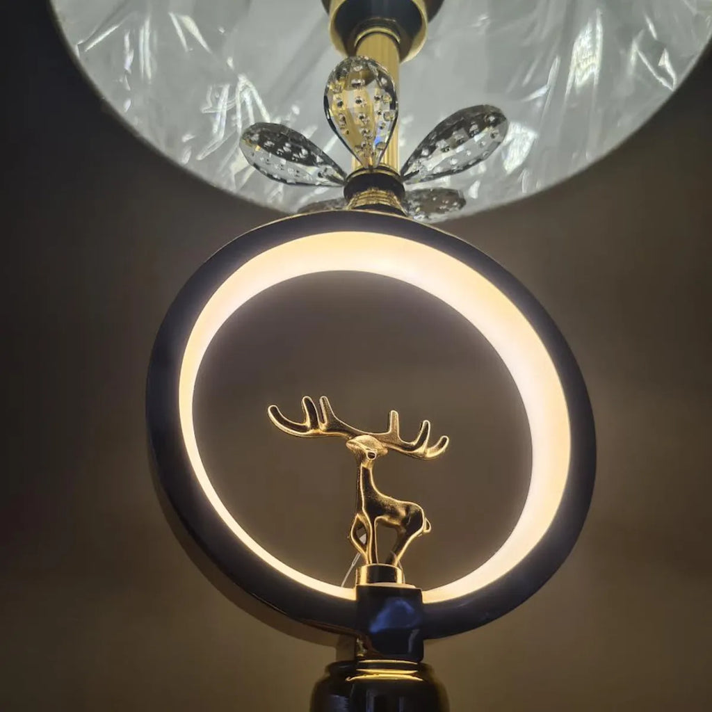 Abajur Decorativo Alce Rosé Gold com Globo Branco 57x30