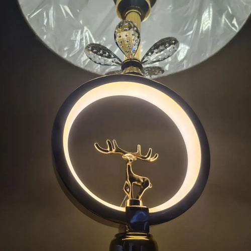 Abajur Decorativo Alce Rosé Gold com Globo Branco 57x30