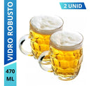 Kit 2 Canecas de Chopp/Cerveja Vidro Robusto 470ml – Estilo Oktoberfest