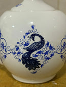 Bule Porcelana Azul Cavalo Marinho Luxo 21x13x14 cm
