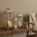Kit 3 Lanternas Marroquinas Decorativas Prateadas em Aço e Vidro