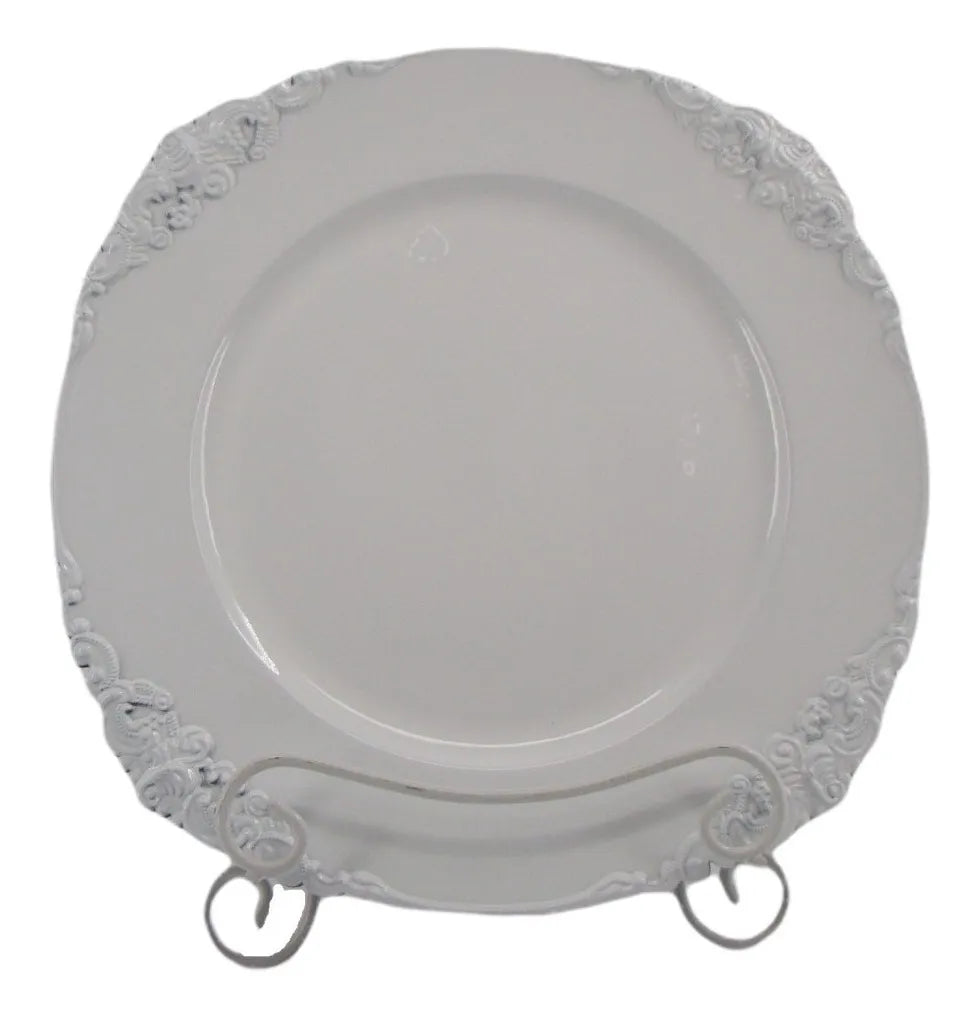 Sousplat de Poliresina White com Relevo – Design Elegante | 35 x 35 cm