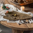 Travessa Decorativa em Metal Formato Folha – Requinte 40 x 19 cm | Bronze