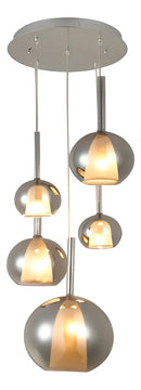 Lustre Pendente LED 5 Lâmpadas Moderno Prateado para Sala e Ambientes Internos