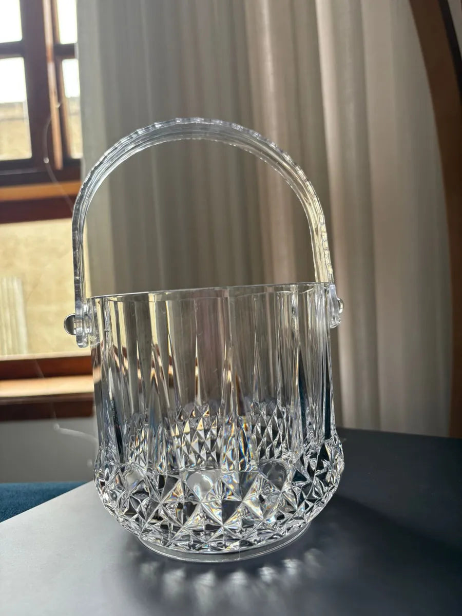 Balde De Gelo Acrílico Transparente Com Alça Design Diamante Incolor