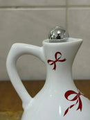 Dispenser de Azeite Porcelana Branco com Laço Vermelho Love 10x15 cm