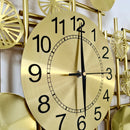Relógio de Parede 3D Design Europeu em Metal com Folhas 120cm Dourado