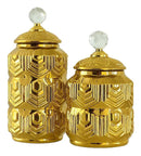 Potiche de Porcelana Dourado com Tampa 25x16