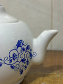 Bule Porcelana Azul Cavalo Marinho Luxo 21x13x14 cm