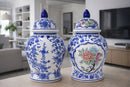 Vaso Decorativo Porcelana Azul E Branco Luxo Clássico 40x19