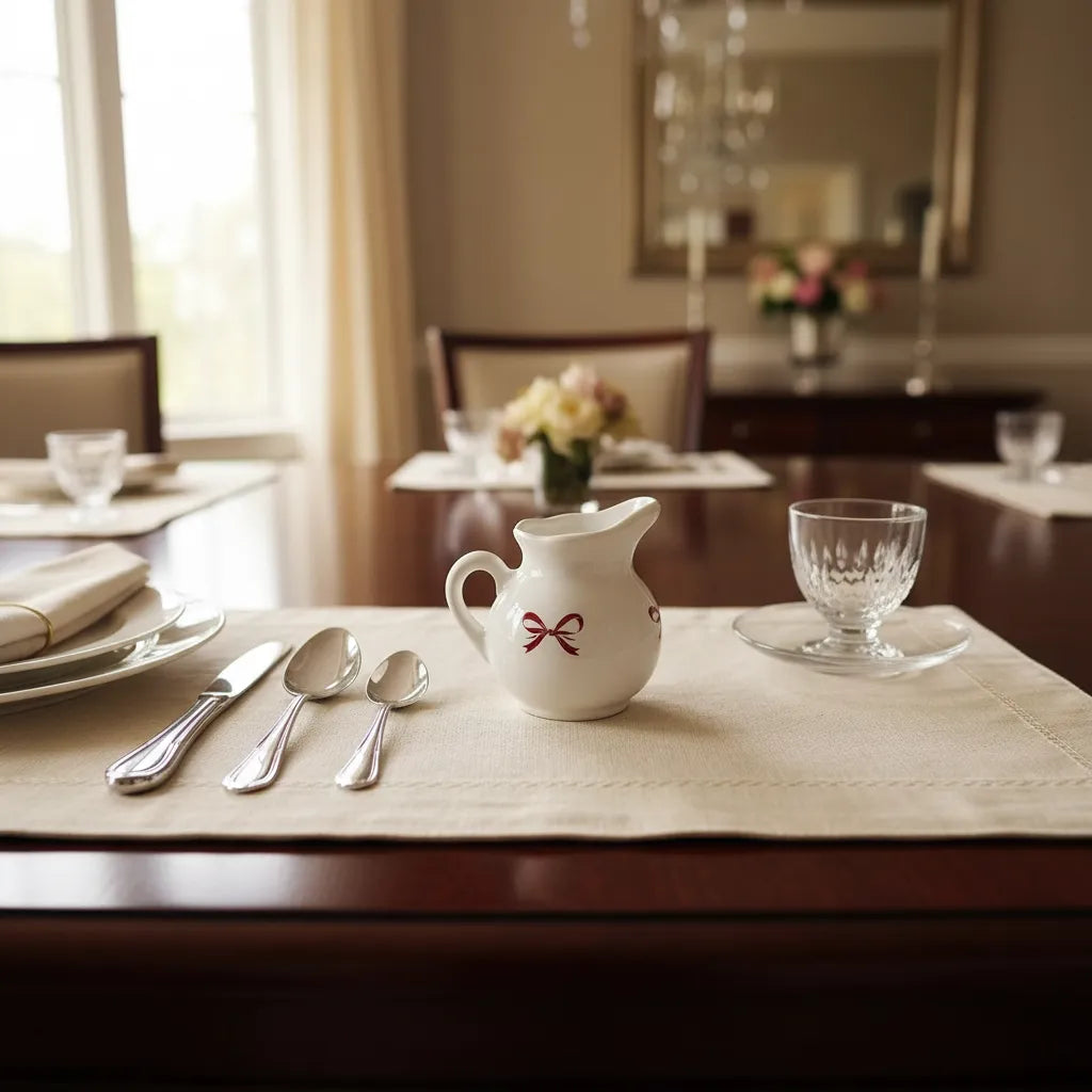 Leiteira Porcelana Branca com Corações Vermelhos Love 18x13x13 cm