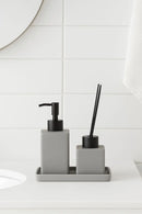 Kit Banheiro Cerâmica Cinza Premium 3 Pçs
