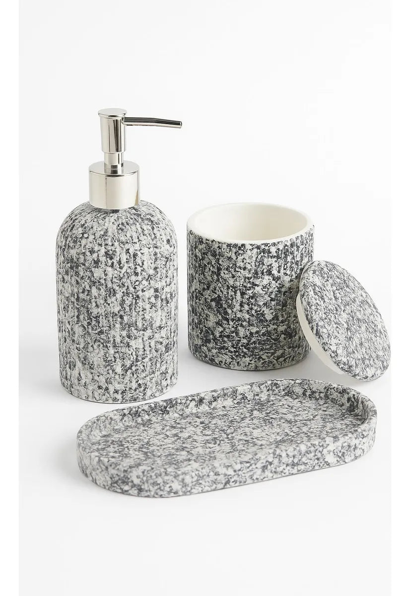 Kit Lavabo Elegance 3 Peças Cerâmica Cinza Escuro