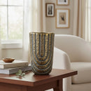 Vaso Decorativo Potiche Cinza E Dourado Porcelana 21x13 Cinza E Dourado