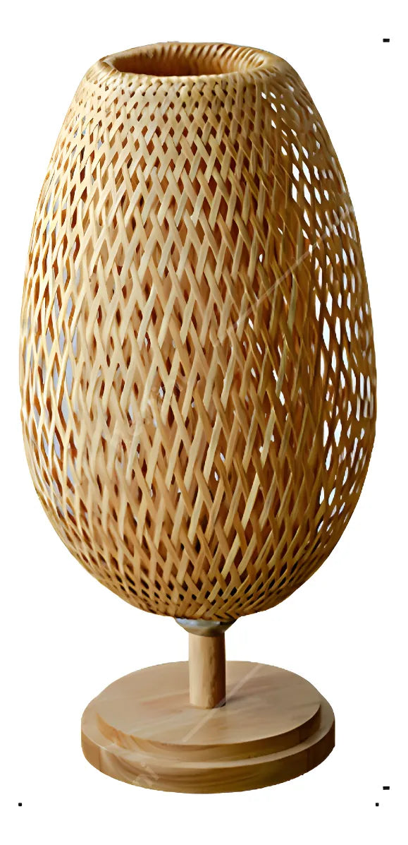 Abajur de Mesa Bambu & Rattan Luxo Natural 49x24 cm