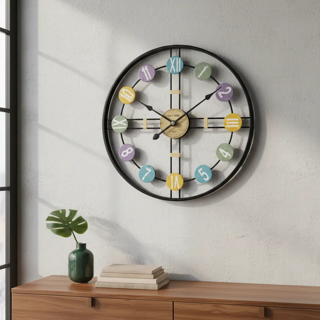 Relógio de Parede Retrô Vintage Old Time em Metal Vazado – 50 cm | Preto