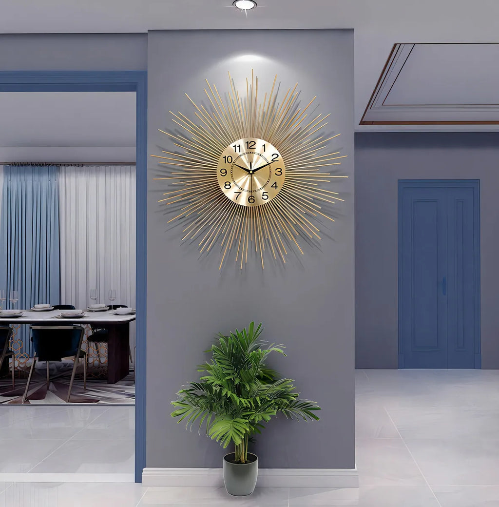 Relógio de Parede Imperial Dourado 70cm em Metal – Design Europeu Luxo