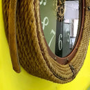 Relógio de Parede Vintage Premium com Alça em Couro 65cm – Metal Preto & Marrom Escuro