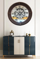 Relógio de Parede Vintage Premium com Alça em Couro – 76cm | Estrutura em Metal
