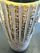 Vaso Decorativo Potiche Cinza E Dourado Porcelana 35x13 Cinza E Dourado