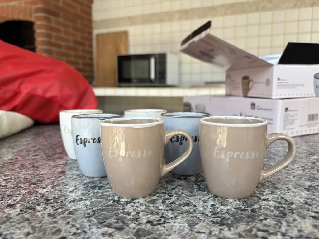 Conjunto 6 Xícaras para Café Expresso 100ml em Cerâmica Creme