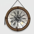 Relógio de Parede Vintage 70cm com Moldura em Couro e Fundo Espelhado – Marrom e Cinza